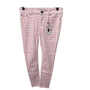 WAM Juniors Jeans sz 9/10 Retro 90s Pink Patterned Skinny NEW # H106